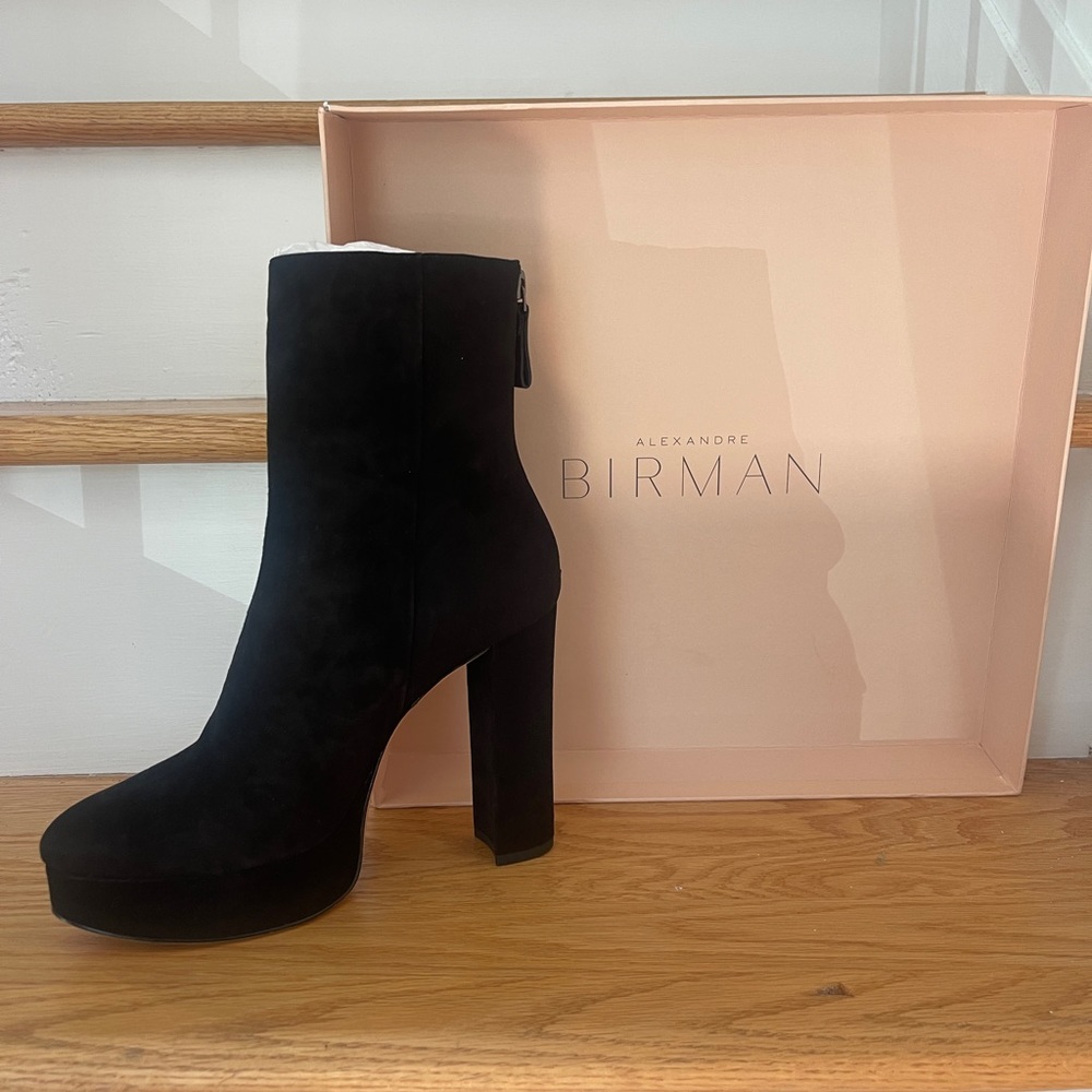 Alexandre Birman Black Heeled Boots with Chunky Heel